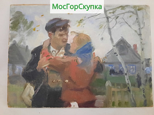 Купить Картина Прощание - картон, масло — Размер 13х17 см