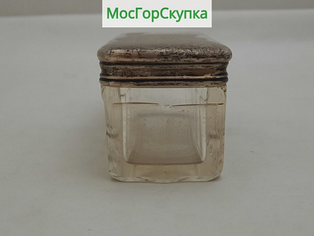 Коробочка парфюмерная — Серебро 84 проба, Стекло